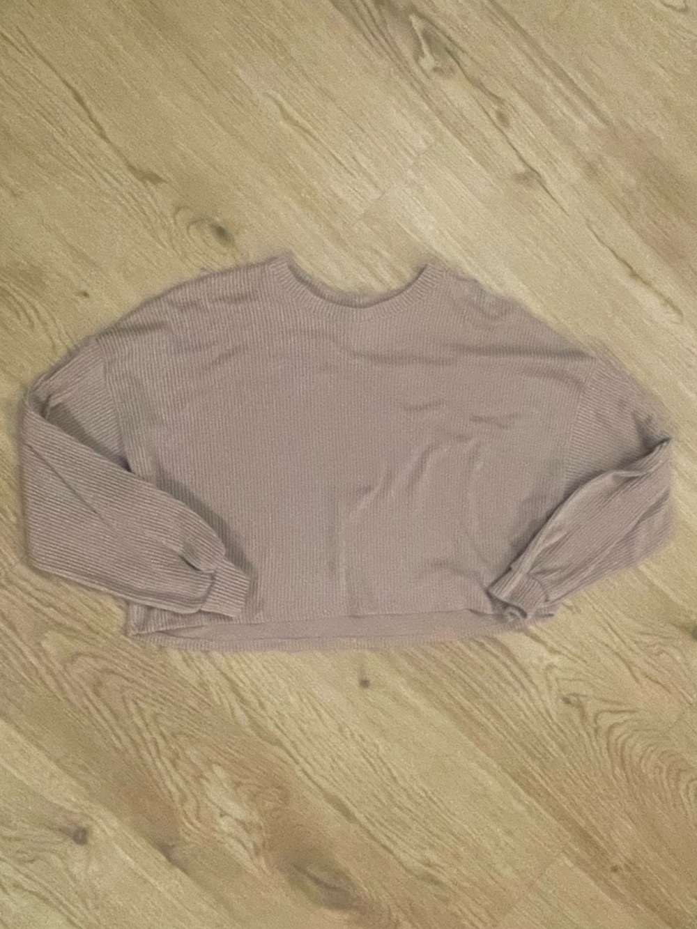 bohme Mauve Ribbed Long Sleeve Cropped Tee